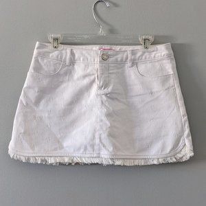 Lilly Pulitzer Textured Denim Mini Skirt with Fringe